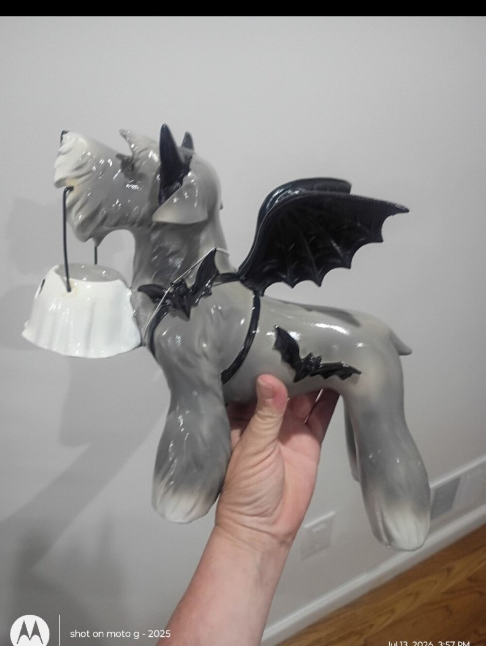 Schnauzer Halloween Dog With Bat Wings &Candy Holder. - Picture 2 of 5